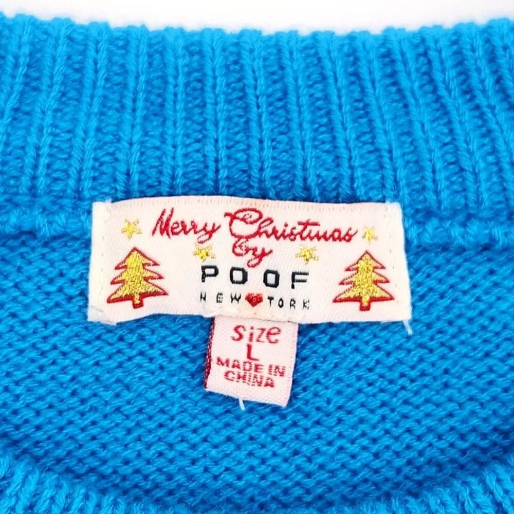 Merry Christmas by Poof Bow Sweater Size Large Womens Fall Winter Holiday Bows